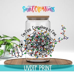 Estoy bien, todo Luces navideñas UV DTF Vinilo adhesivo / DTF198