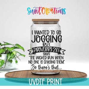 Funny Jogging Joke UV DTF Wrap | Sassy Running Humor Cup Decal | UV1738