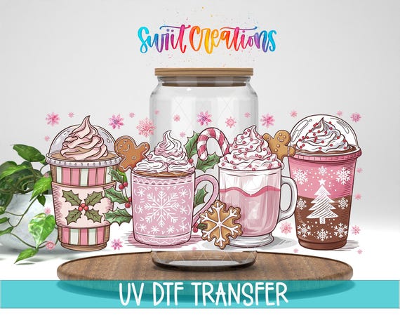 Pink Christmas Cocoa UV DTF Wrap Decal | DTF193