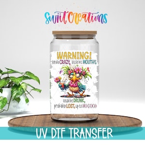 Lustige freche Warnung ein bisschen verrücktes UV DTF Cup Aufkleber | UV959