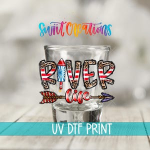 River Life Uv Dtf | Patriotic Leopard Shot Glass Wrap | 4th of July Barware Transfer | Arrow Western UV DTF Print Wrap | SG863