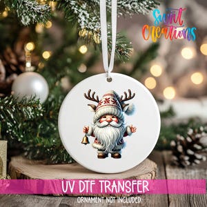 Santa with Bell Christmas UV DTF Ornament Decal | Christmas Ornament Wrap | Reindeer Hat Holiday Gnome Santa | Cute UVDTF Decal | O-1122