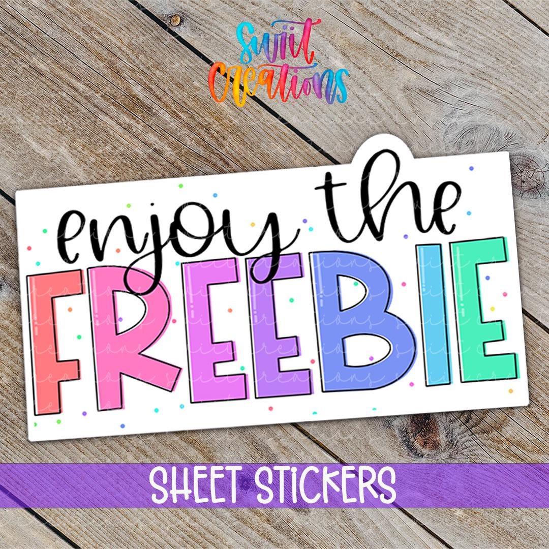 Freebei Sticker Enjoy the Freebie Sticker | Colorful Confetti Packaging Label | Free ...