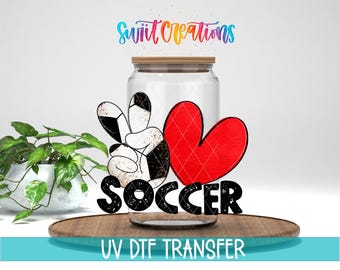 Peace Love Soccer UV DTF Cup Decal | UV1550