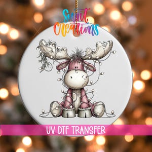 Cute Moose Christmas UV DTF Ornament Decal | O-1934