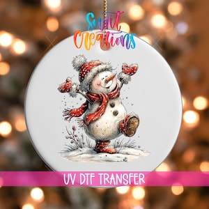 Christmas Snowman UV DTF Ornament Transfer | Dancing Snowman | O-1839