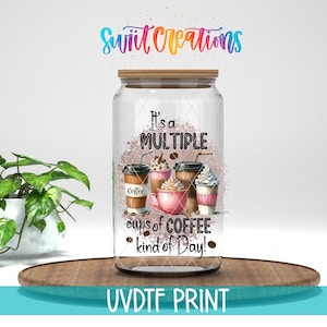 Vinilo adhesivo UV DTF para vasos de café / Vinilo para vasos de cristal para amantes del café / Adhesivo UV DTF para vasos Libbey de 16 oz UV997