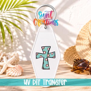 Polka Dot Cross Motel Keychain UV DTF Transfer | Religious Faith Design | MK579