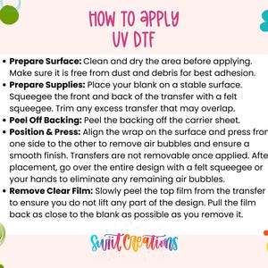 The image is a step-by-step guide on how to apply UV DFT, with colorful illustrations and text providing instructions on preparing the surface, supplies, and techniques for applying the UV DFT.