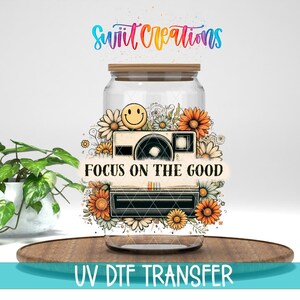 Focus On The Good UV DTFカップデカール｜レトロカメラ風ポジティブフローラルデザイン｜UV1317
