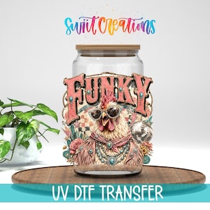 Funky Chicken Western Glam UV DTF Transfer | Funny Chicken Cup Decal | UV2076
