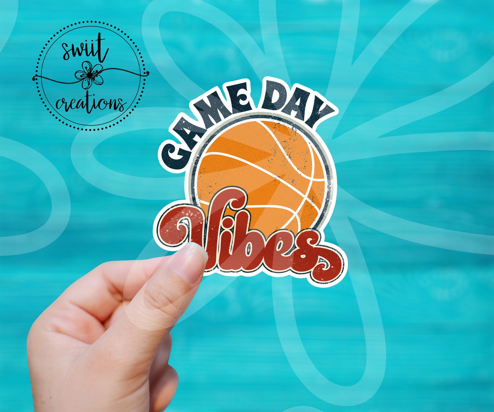 Basketball Game Day Vibes Sticker Waterproof Sticker Laptop Etsy
