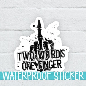 Two Words One Finger Sticker, Fun Sticker, Laptop Sticker, Tumbler Sticker, Waterproof Sticker (SS253), SCD296
