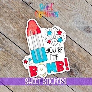 Vous êtes la bombe Sticker Popsicle | autocollant d'été bleu blanc rouge patriotique de Zazzle.be Liste d'envies Vous avez des idées ? Sticker cadeau pétard de remerciement mignon pour petites boutiques | SB71
