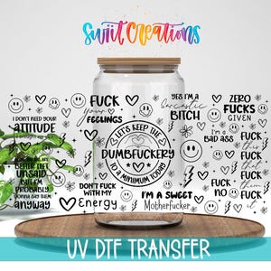 Sarkastischer Dumbfuckery UV DTF Aufkleber | Freche Erwachsenen Humor Zitate | Haltung Spruch Wrap | DTF330