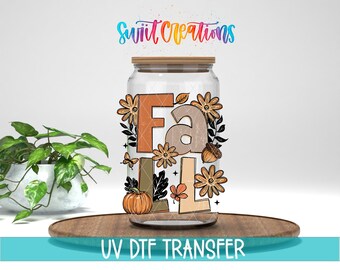 Boho Fall Floral Pumpkin UV DTF Cup Decal | UV1611