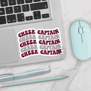 Cheer Captain Waterproof Vinyl Sticker With Laminate, Burgundy and ...