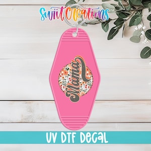 Floral Mama Motel Keychain UV DTF Transfer | Retro Script Design | MK624