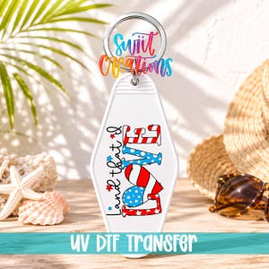 Land That I Love Motel Keychain UV Dtf Transfer | Patriotic USA Design | MK1543