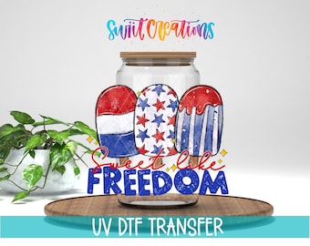 Süß wie die Freiheit Patriotic Popsicle UV DTF Cup Aufkleber | UV1548