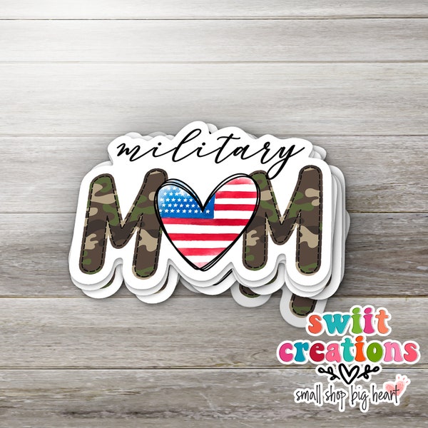 Military Mom Waterproof Sticker with Laminate, Military Mom Sticker, USA Mom, Proud Mom Sticker (SS012) | SCD018