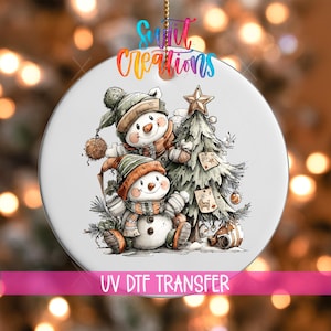 Holiday Snowman Ornament Decal, Christmas Tree (Peel & Stick, UV Durable) | O-1717