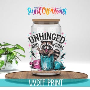 Desquiciado y salvaje / Mapache / UV Dtf / Envoltura para vaso Libbey / Envoltura de mapache salvaje / Impresión UV Dtf / Transferencia para taza de café / UV1417