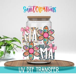 Calcomanía de transferencia UV para vaso Mama Floral Patchwork Daisy / UV2024