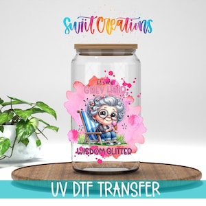 No son canas. Calcomanía UV DTF para taza / Frase inspiradora con purpurina / UV1003