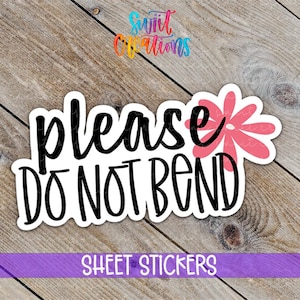 Veuillez ne pas plier l'autocollant | Sticker pour enveloppe d'expédition | Étiquette à manipuler avec soin | Feuille d'autocollants en vinyle pour emballage postal | SB02