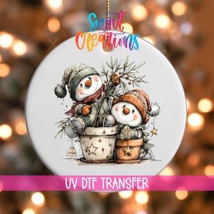 Happy Snowman Ornament Decal: Christmas Tree Design, Peel and Stick | O-1719