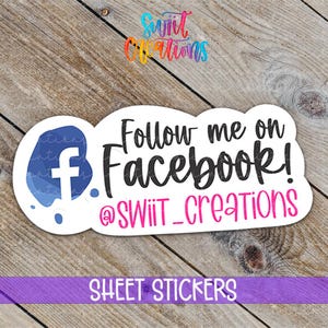 Custom Facebook Handle Sticker | Follow Me on Facebook Label for Packaging | Personalized Social Media Tag for Small Business | SB02
