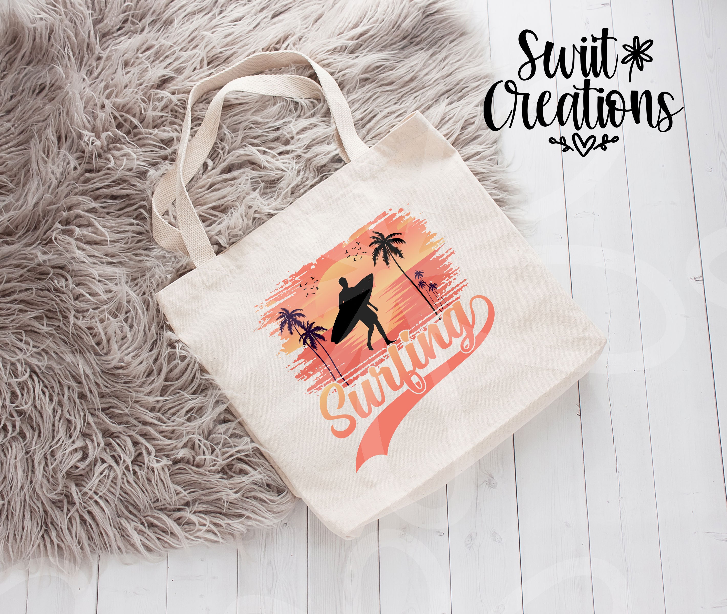 Surfing Tote Beach Bag Surf Bag Beach Tote Summer Bag Etsy