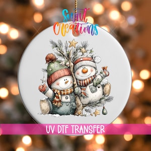 Snowman Christmas UV DTF Ornament Decal - Peel and Stick Holiday Transfer | O-1721