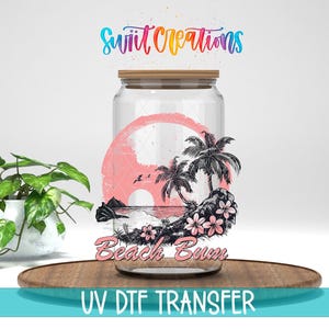 Beach Bum Tropical Sunset UV DTF Cup Decal | UV940