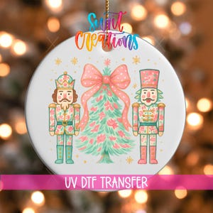 Transferencia UV DTF para adornos de Cascanueces en tonos pastel / Transferencia navideña de ballet / O-1727