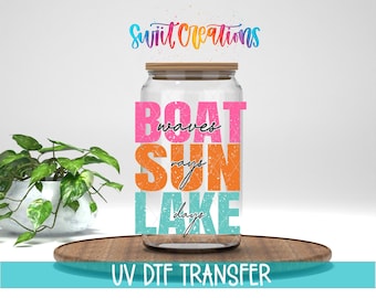 Boot Wellen Sonnenstrahlen See Tage UV DTF Cup Aufkleber | UV850