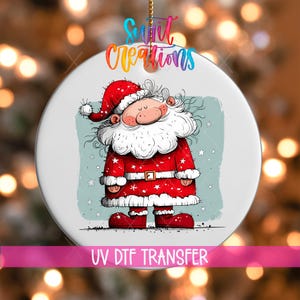 Chubby Santa Ornament UV DTF Decal | Christmas Tree Decoration | Santa Clause Transfer | Holiday Gift Tag | O-1331