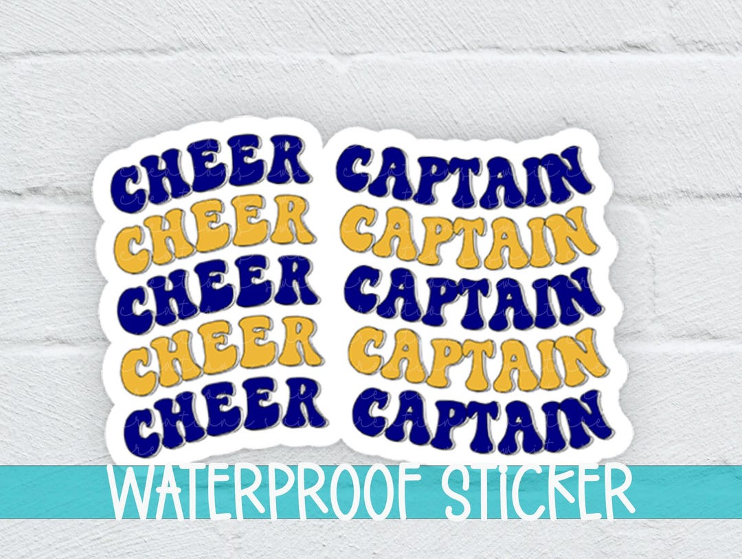 Cheer Captain Waterproof Vinyl Sticker With Laminate, Blueand Gold ...