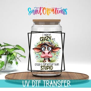 Sassy Crazy Floal Cow UV DTF Cup Decal | UV876
