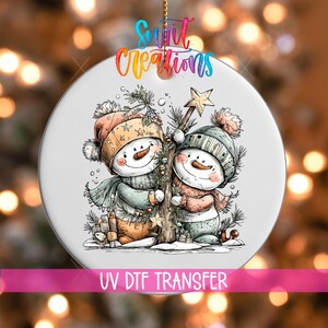 Winter Snowman UV DTF Ornament Decal Christmas Tree - Easy Peel UV Resistant | O-1716