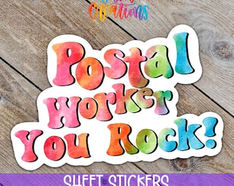 Postal Worker You Rock Sticker | Mail Carrier Appreciation Label | Thank You Envelope Sticker | Vinyl Sticker Sheet for Packaging | SB40
