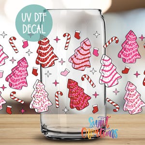 Looking Like a Snack Christmas Uv Dtf | 16oz Libbey Glass Cup Tumbler Wrap | Pink Holiday Cake Libby Wrap | Coffee Mug Transfer | DTF234