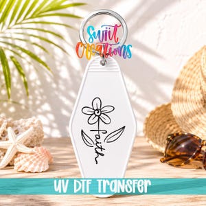 Faith Flower Motel Keychain UV DTF Transfer Decal | MK136