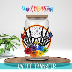 Love Is Love Rainbow Skeleton Hands UV DTF Cup Decal | UV488
