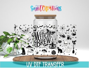 Witch Brew Halloween Tumbler Wrap | Spooky Black White Cup Decal UV DTF Print | DTF289