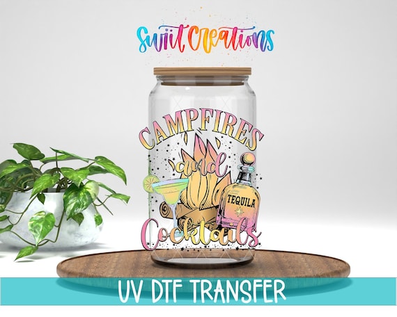 Campfires And Cocktails UV DTF Cup Decal | Summer Drinking | UV1468