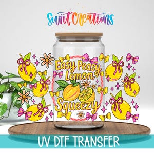 タンブラーラップUV DTFデカール：レモンとピンクのリボンデザイン | DTF269