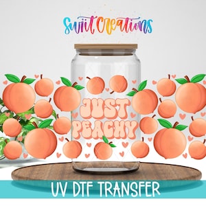 Just Peachy UV DTF / Envoltura para vaso Libbey de 16 oz / Envoltura Peachy Libby / Lindo diseño de lata de vidrio de verano / Transferencia para taza de café / DTF049