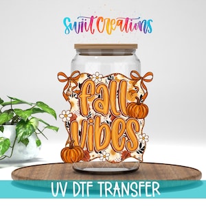 Floral Autumn Pumpkin Fall Vibes Uv Dtf Wrap | UV1547